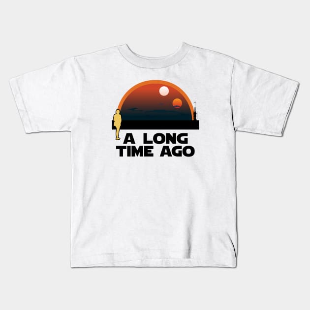 Binary Sunset - A Long Time Ago Kids T-Shirt by frankpepito